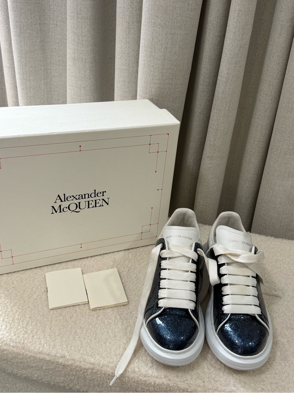 Alexander McQueen Oversized Sneaker Glitter Sneakers in Blue & White EU 36 Like